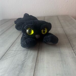 The Manhattan Toy Company Black Plush Cat with Bright Yellow Eyes